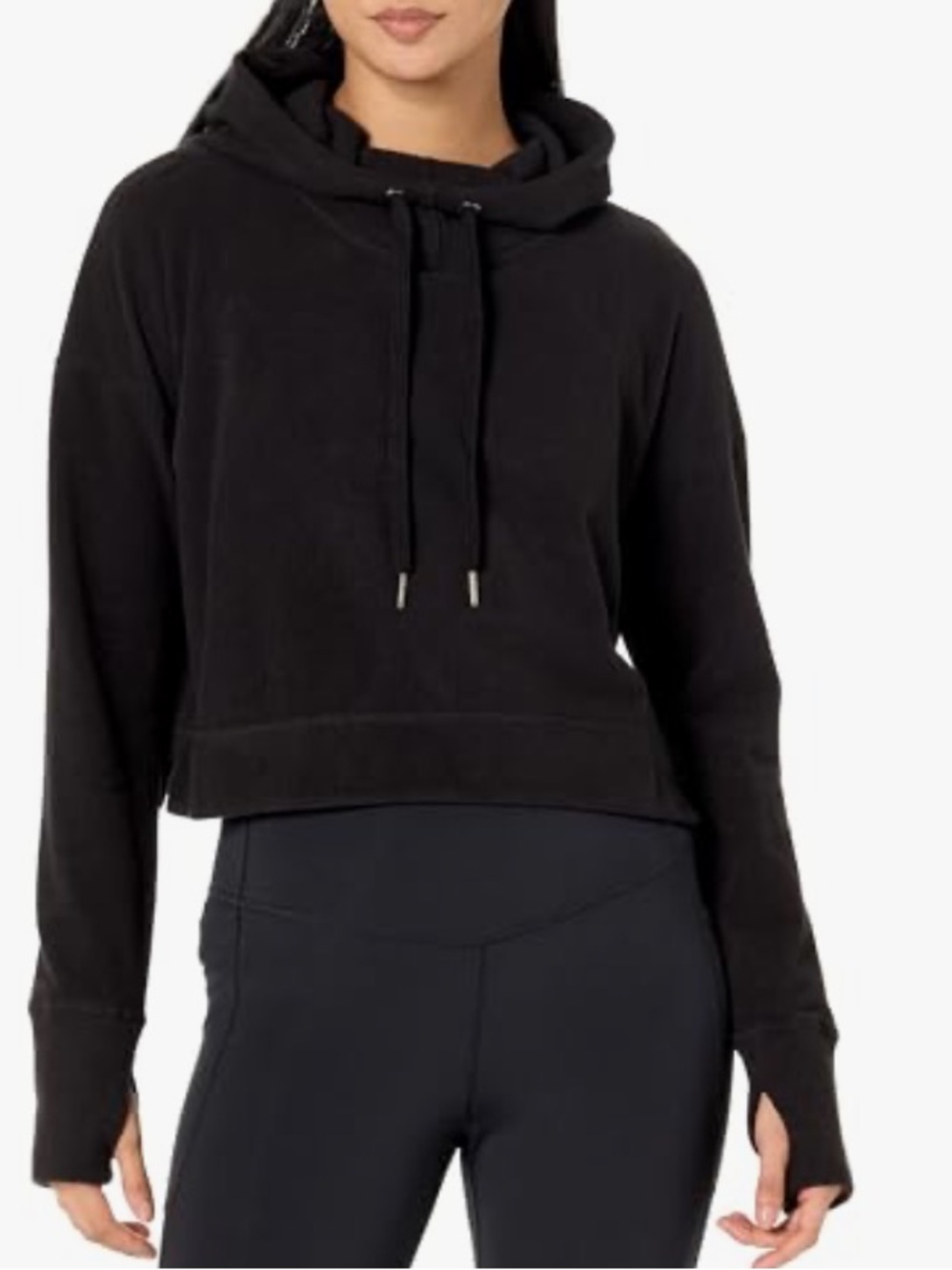 Sweaty Betty Escape Luxe Fleece Cropped Hoodie Black Women’s 4-6 (XS/S)